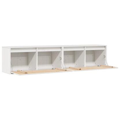 Pensili 2 pz Bianchi 80x30x35 cm in Legno Massello di Pino | homemem39
