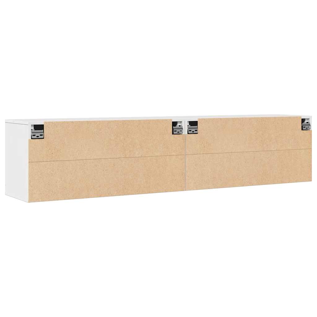 Pensili 2 pz Bianchi 80x30x35 cm in Legno Massello di Pino | homemem39