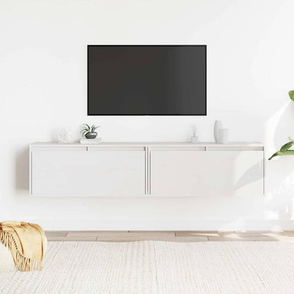 Pensili 2 pz Bianchi 80x30x35 cm in Legno Massello di Pino | homemem39
