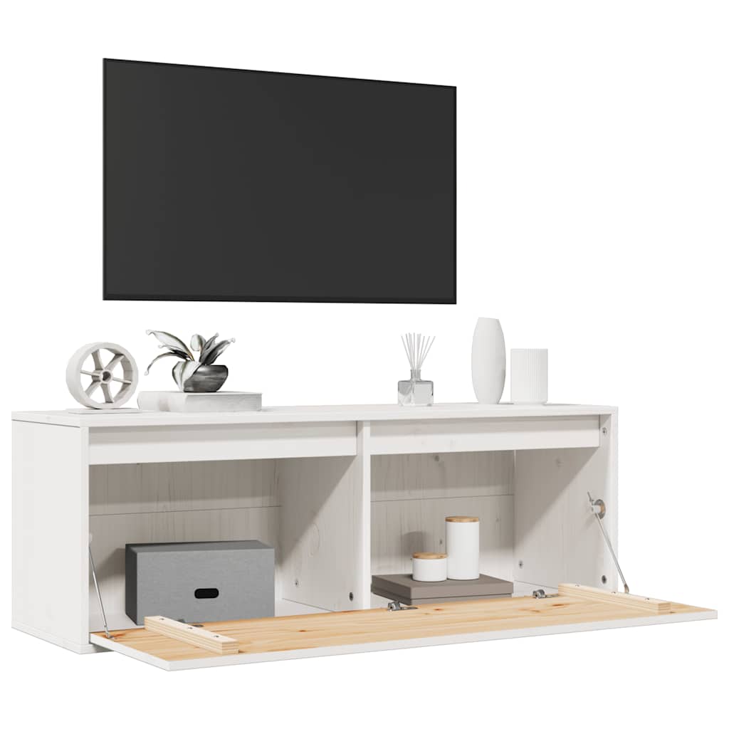 Pensile Bianco 100x30x35 cm in Legno Massello di Pino | homemem39