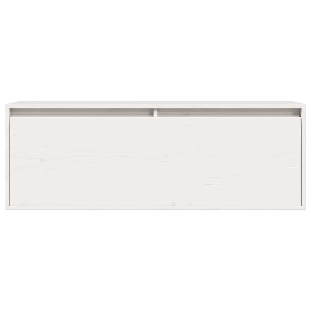 Pensile Bianco 100x30x35 cm in Legno Massello di Pino | homemem39