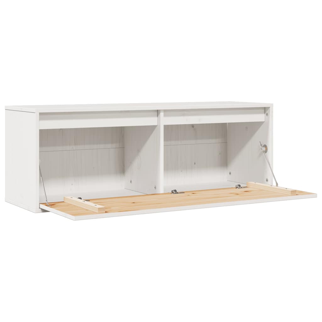 Pensile Bianco 100x30x35 cm in Legno Massello di Pino | homemem39