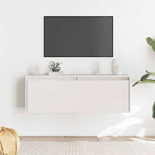 Pensile Bianco 100x30x35 cm in Legno Massello di Pino | homemem39