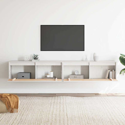 Pensili 2 pz Bianchi 100x30x35 cm in Legno Massello di Pino