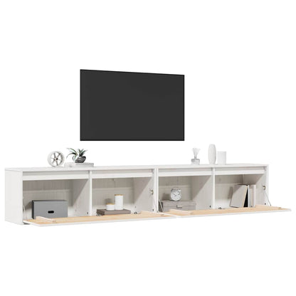 Pensili 2 pz Bianchi 100x30x35 cm in Legno Massello di Pino | homemem39