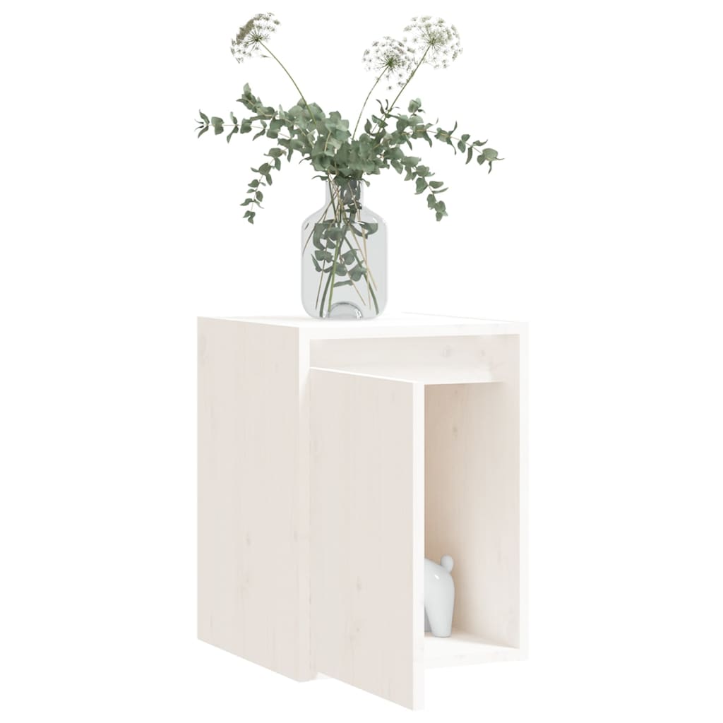 Pensili 2 pz Bianchi 30x30x40 cm in Legno Massello di Pino | homemem39