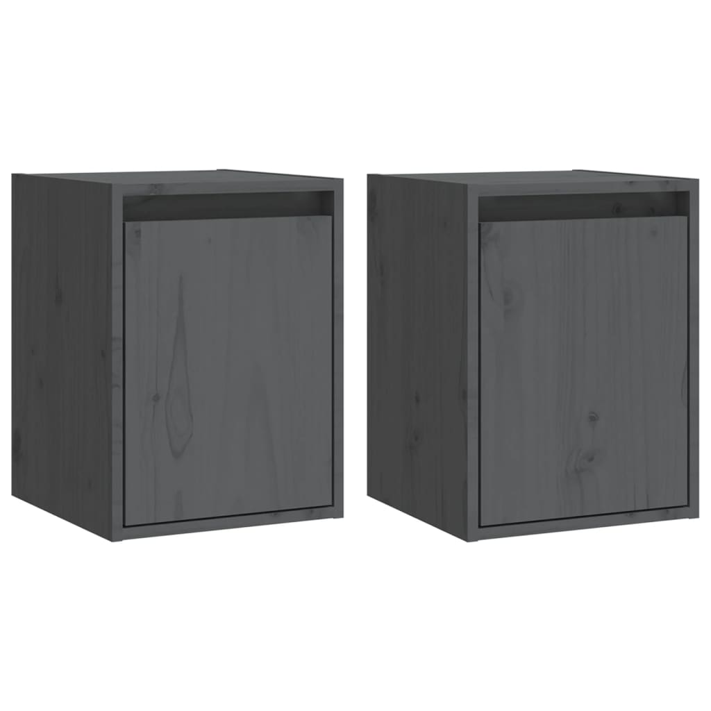 Pensili 2 pz Grigi 30x30x40 cm in Legno Massello di Pino | homemem39