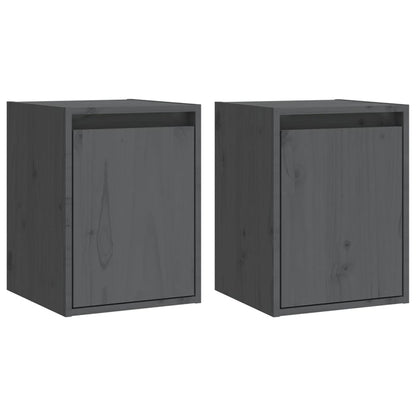 Pensili 2 pz Grigi 30x30x40 cm in Legno Massello di Pino | homemem39