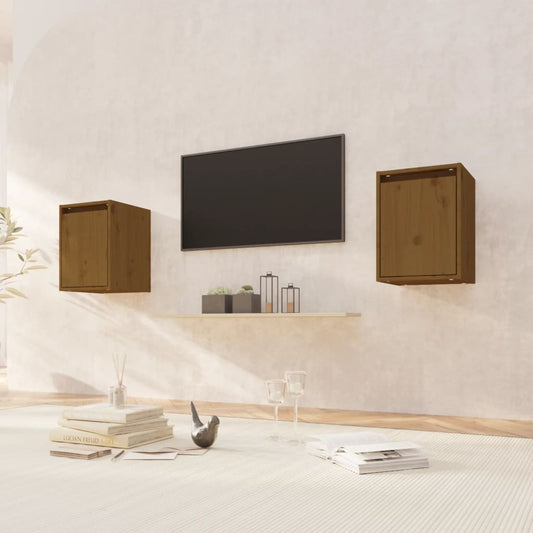 Pensili 2 pz Marrone ambra 30x30x40cm in Legno Massello di Pino | homemem39