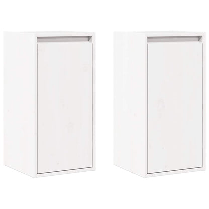 Pensili 2 pz Bianchi 30x30x60 cm in Legno Massello di Pino
