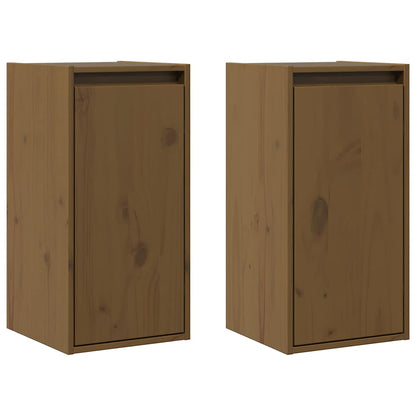 Pensili 2 pz Marrone ambra 80x30x35cm in Legno Massello di Pino