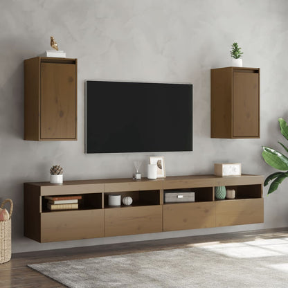 Pensili 2 pz Marrone ambra 80x30x35cm in Legno Massello di Pino | homemem39