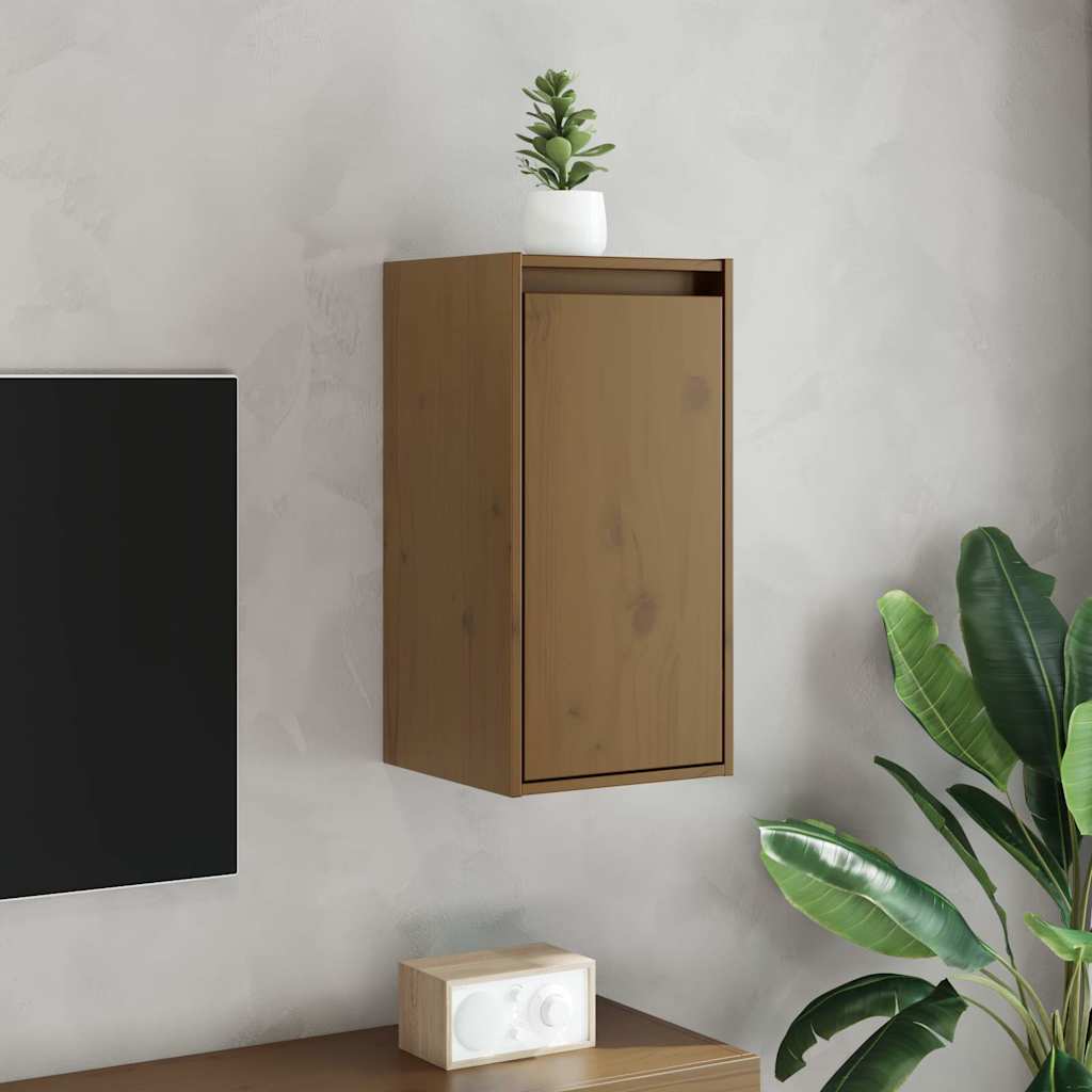 Pensili 2 pz Marrone ambra 80x30x35cm in Legno Massello di Pino