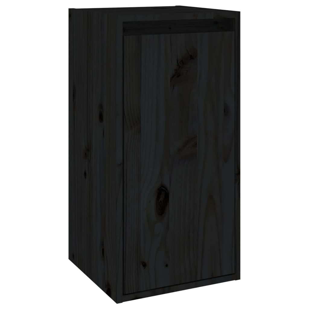 Black wall unit 30x30x60 cm in solid pine wood