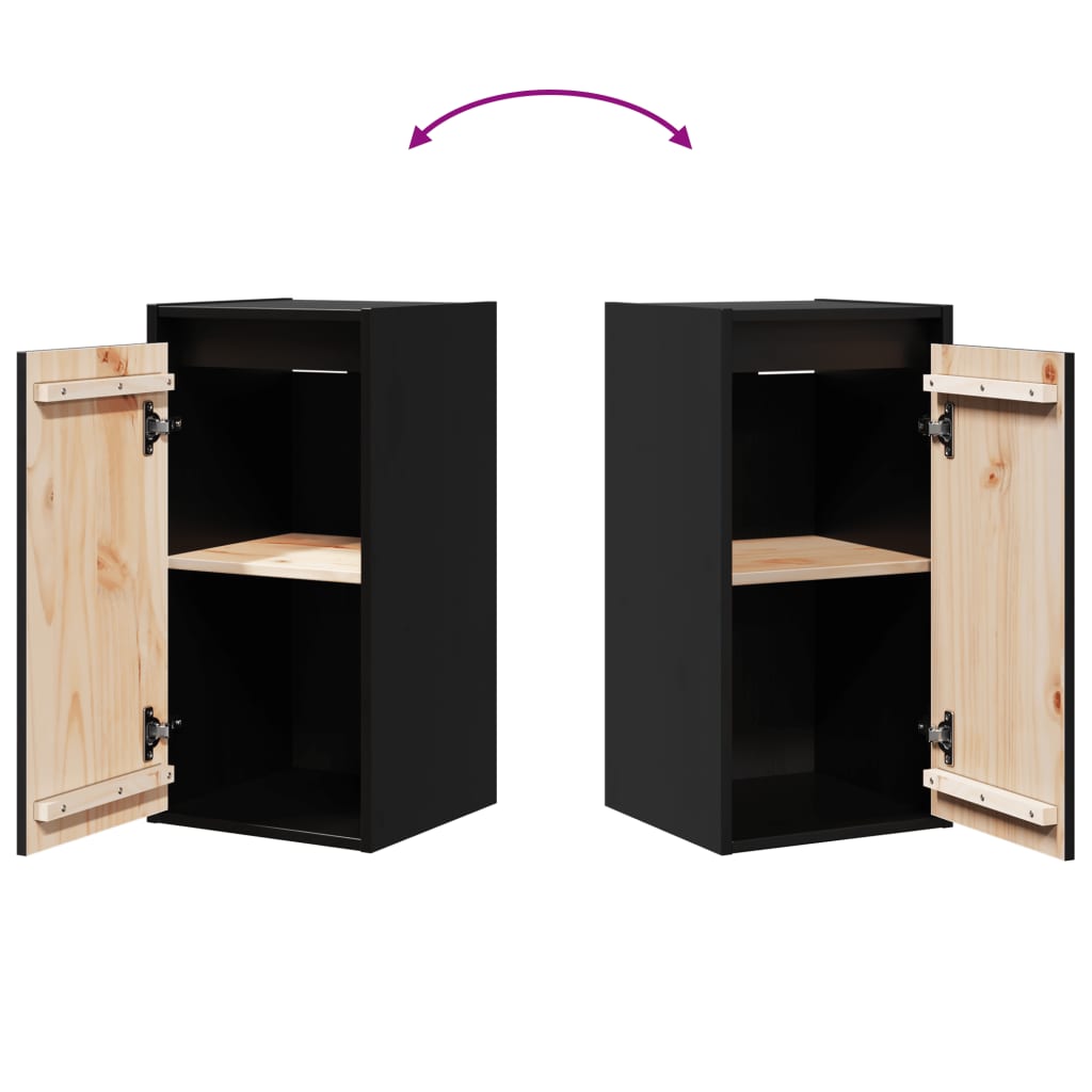 Black wall unit 30x30x60 cm in solid pine wood