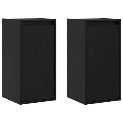 Pensili 2 pz Neri 30x30x60 cm in Legno Massello di Pino
