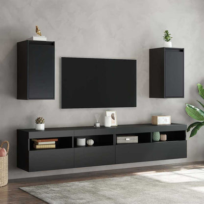 Pensili 2 pz Neri 30x30x60 cm in Legno Massello di Pino