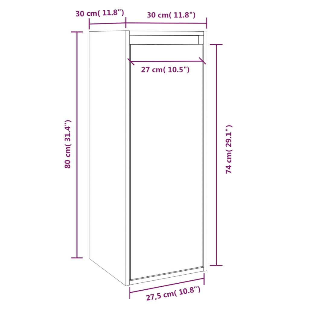 Pensili 2 pz Bianchi 30x30x80 cm in Legno Massello di Pino | homemem39