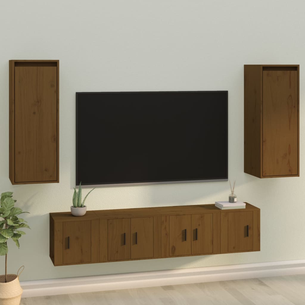 Pensili 2 pz Marrone Ambra 30x30x80cm in Legno Massello di Pino | homemem39