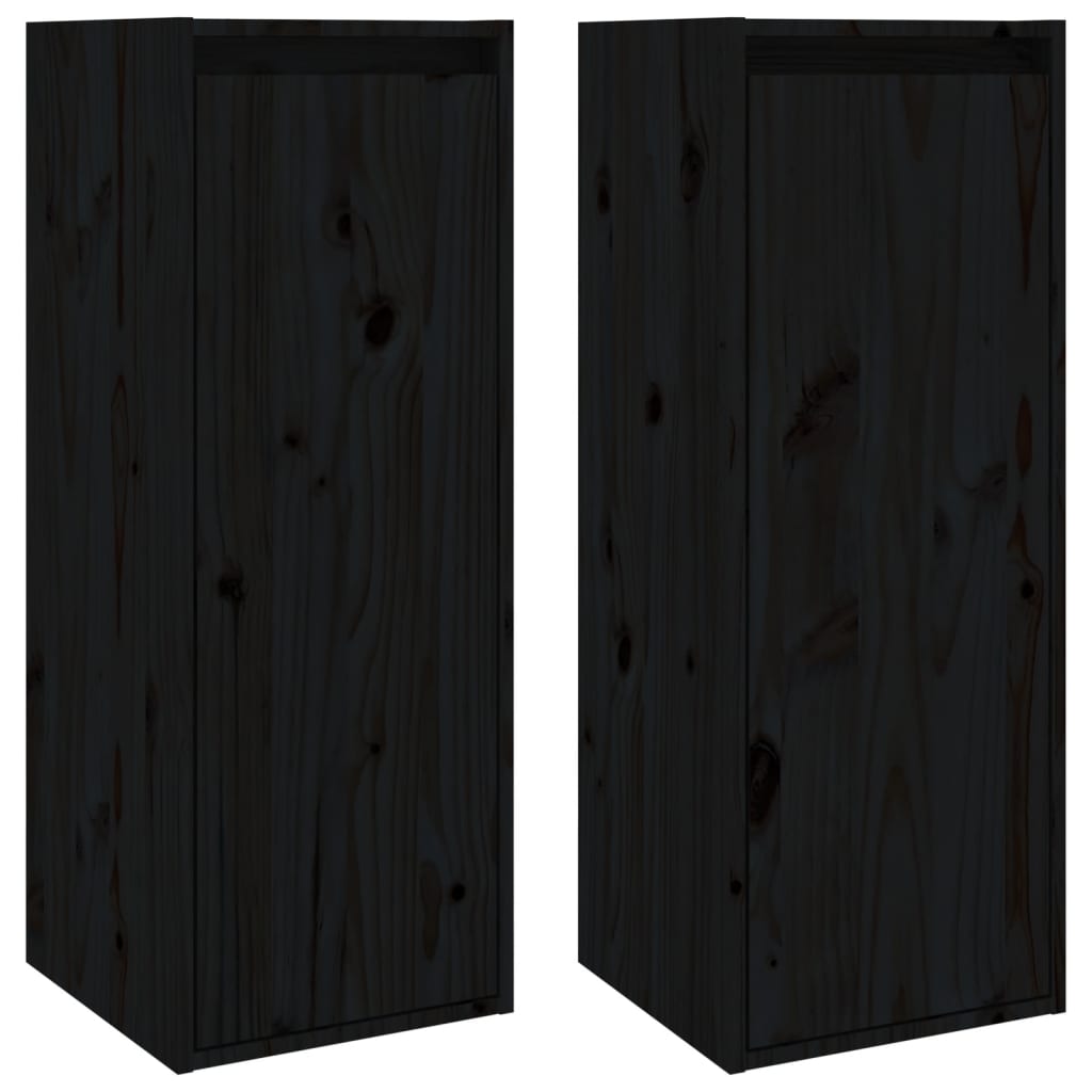 Pensili 2 pz Neri 30x30x80 cm in Legno Massello di Pino | homemem39
