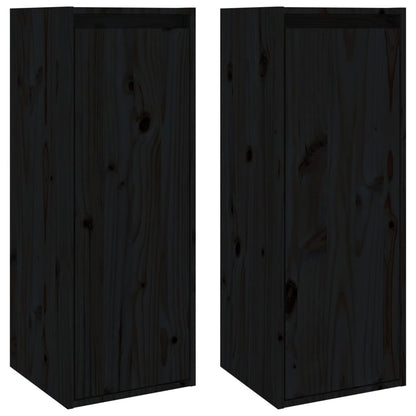 Pensili 2 pz Neri 30x30x80 cm in Legno Massello di Pino | homemem39