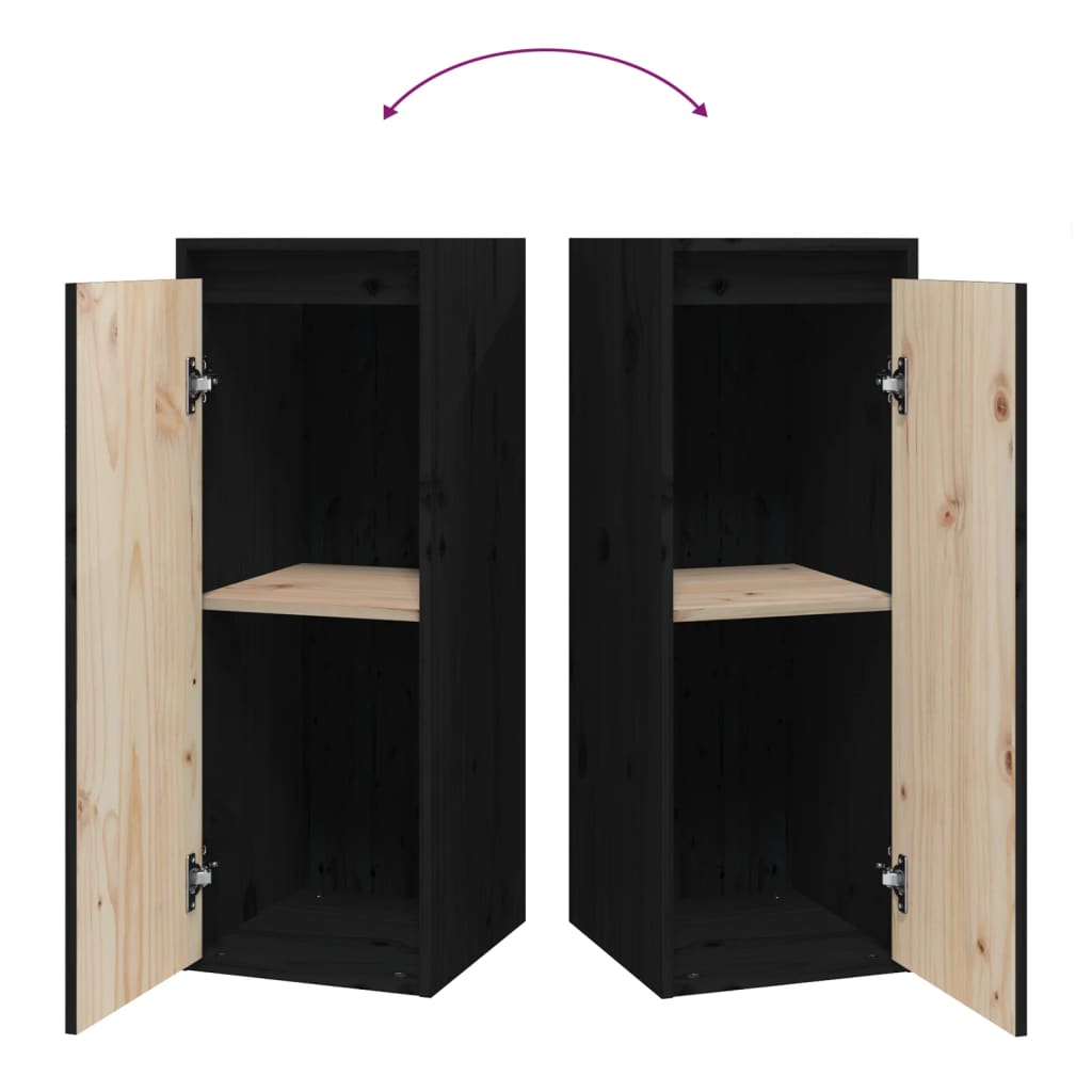 Pensili 2 pz Neri 30x30x80 cm in Legno Massello di Pino | homemem39