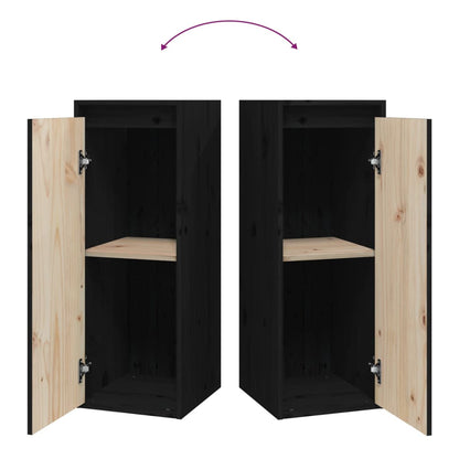 Pensili 2 pz Neri 30x30x80 cm in Legno Massello di Pino | homemem39