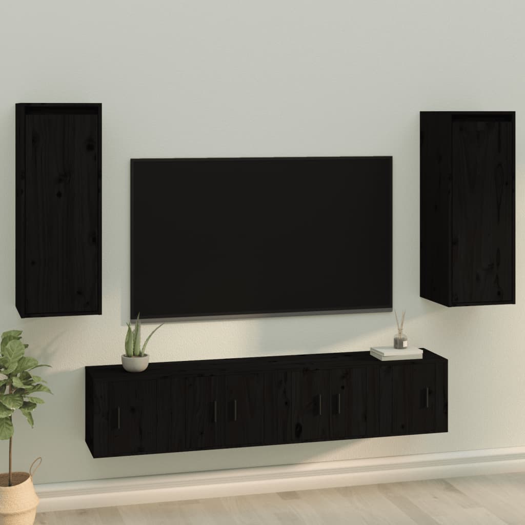 Pensili 2 pz Neri 30x30x80 cm in Legno Massello di Pino | homemem39
