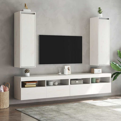 Pensili Bianchi 2 pz 30x30x100 cm in Legno Massello di Pino | homemem39