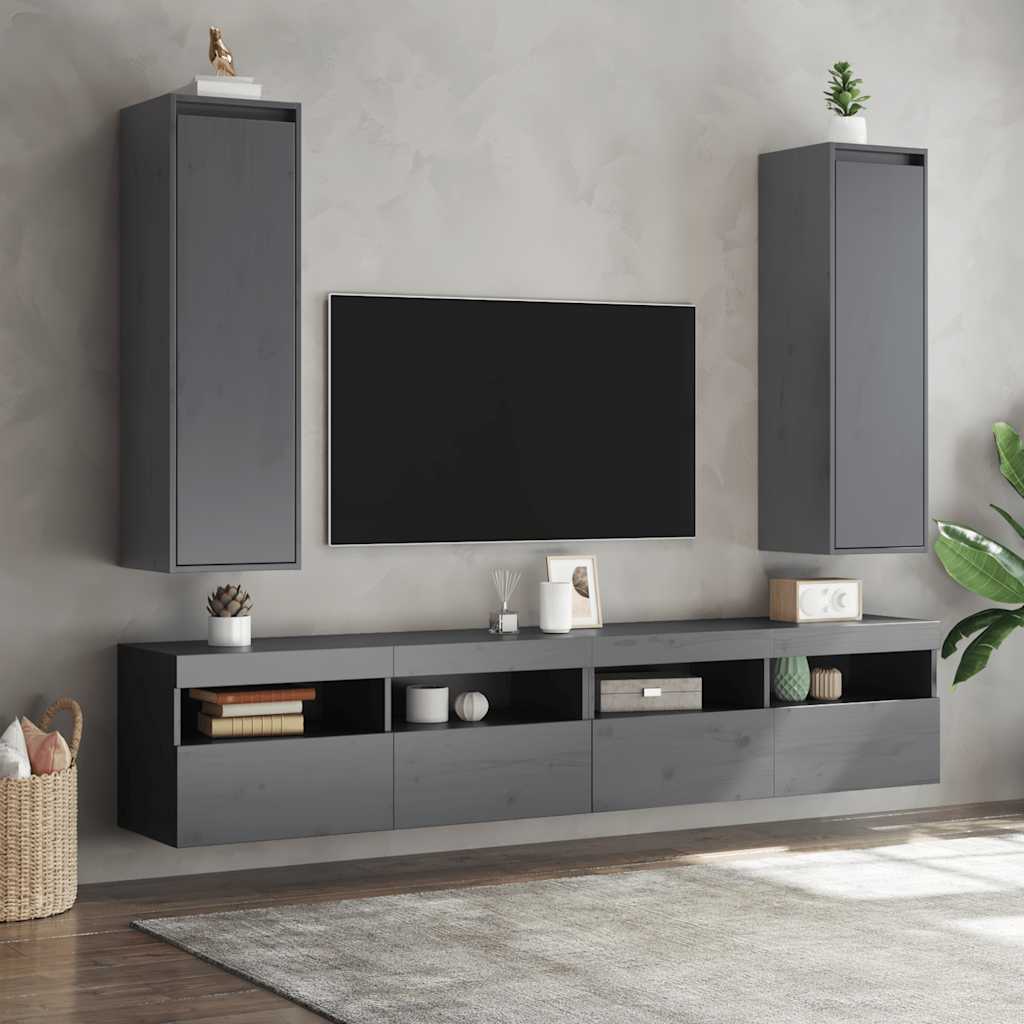 Pensili Grigi 2 pz 30x30x100 cm in Legno Massello di Pino | homemem39