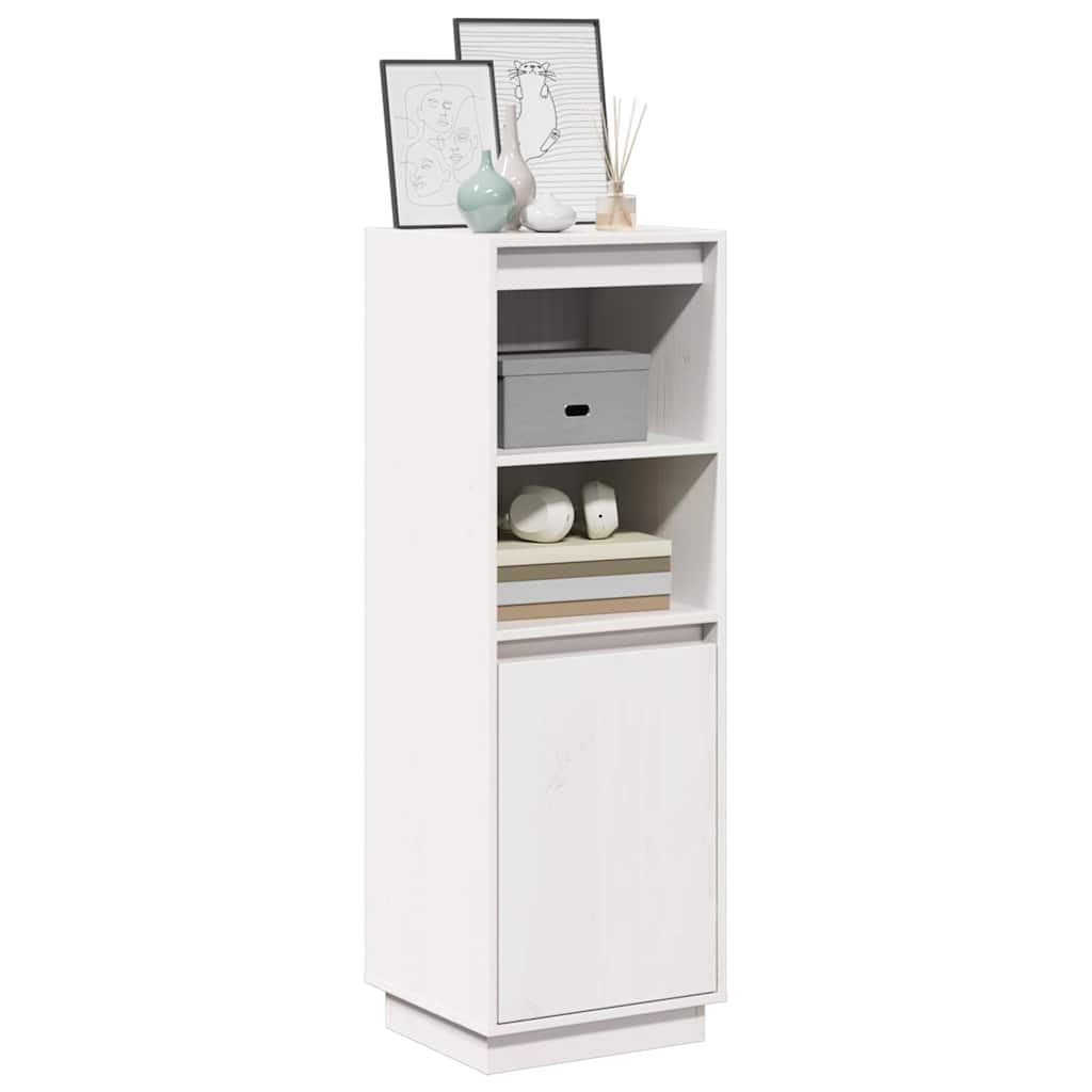 Credenza Bianca 37x34x110 cm in Legno Massello di Pino