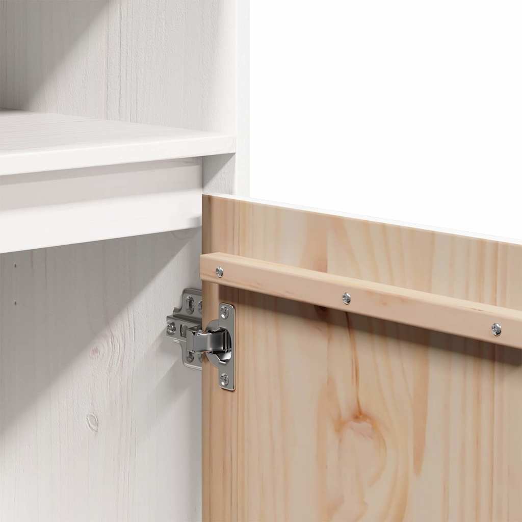 Credenza Bianca 37x34x110 cm in Legno Massello di Pino