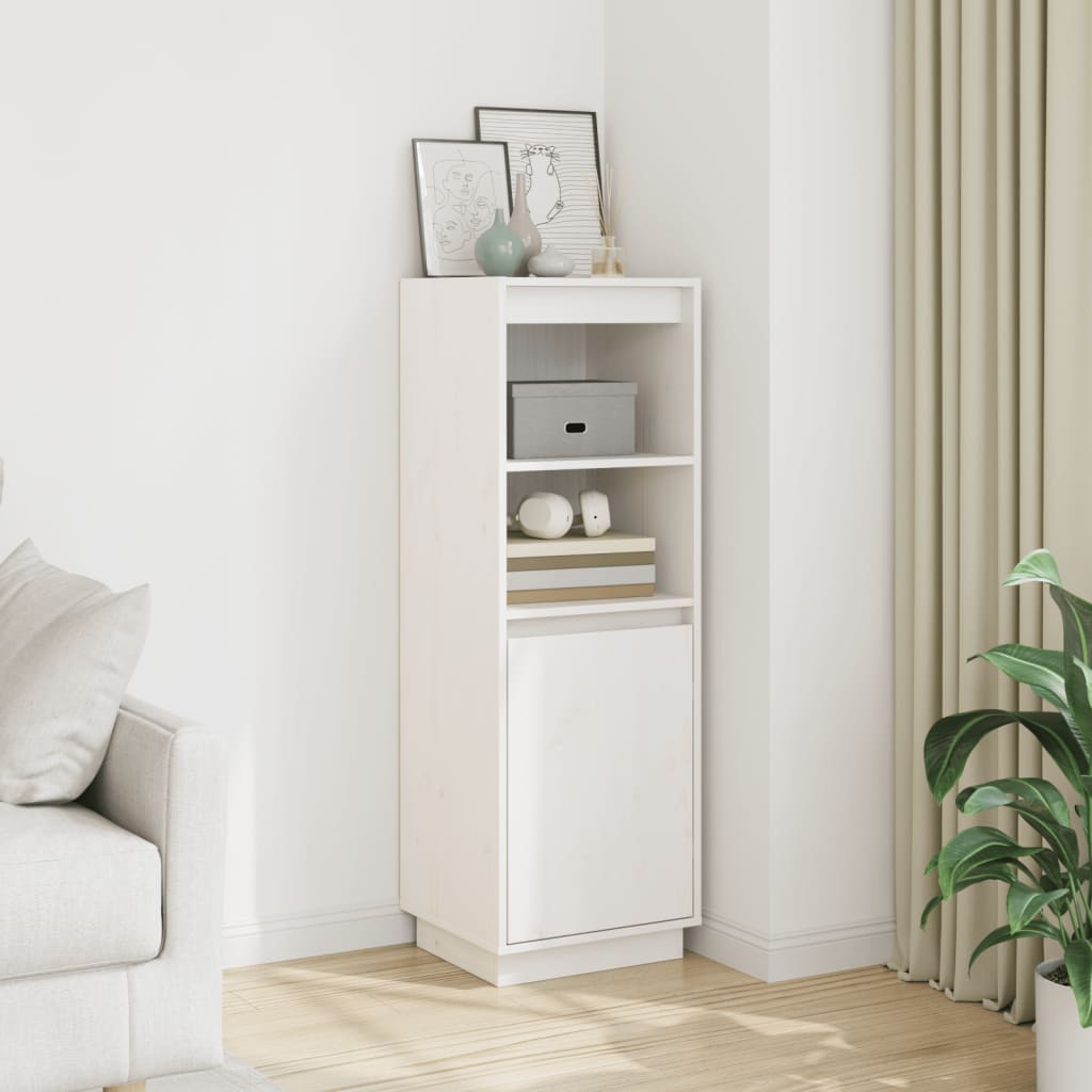 Credenza Bianca 37x34x110 cm in Legno Massello di Pino