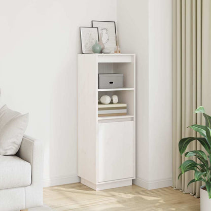 Credenza Bianca 37x34x110 cm in Legno Massello di Pino