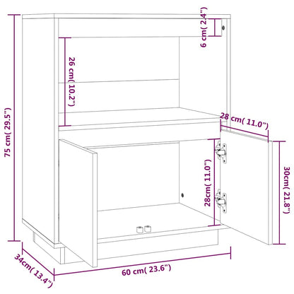 Credenza Bianca 60x34x75 cm in Legno Massello di Pino