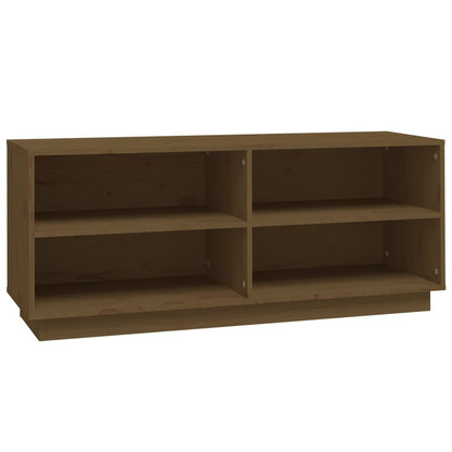 Scarpiera Marrone Ambra 110x34x45 cm in Legno Massello di Pino - homemem39