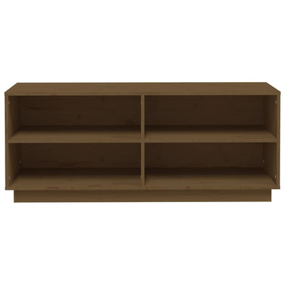 Scarpiera Marrone Ambra 110x34x45 cm in Legno Massello di Pino - homemem39