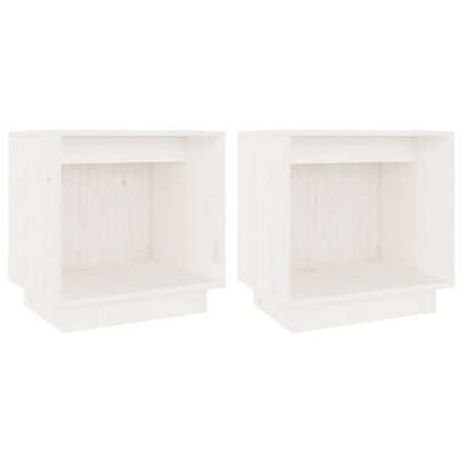 Comodini 2 pz Bianchi 40x30x40 cm in Legno Massello di Pino - homemem39
