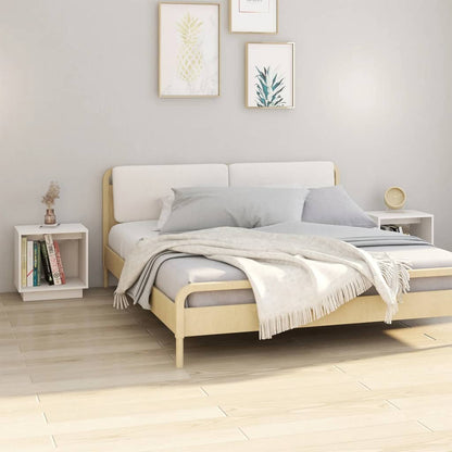 Comodini 2 pz Bianchi 40x30x40 cm in Legno Massello di Pino - homemem39