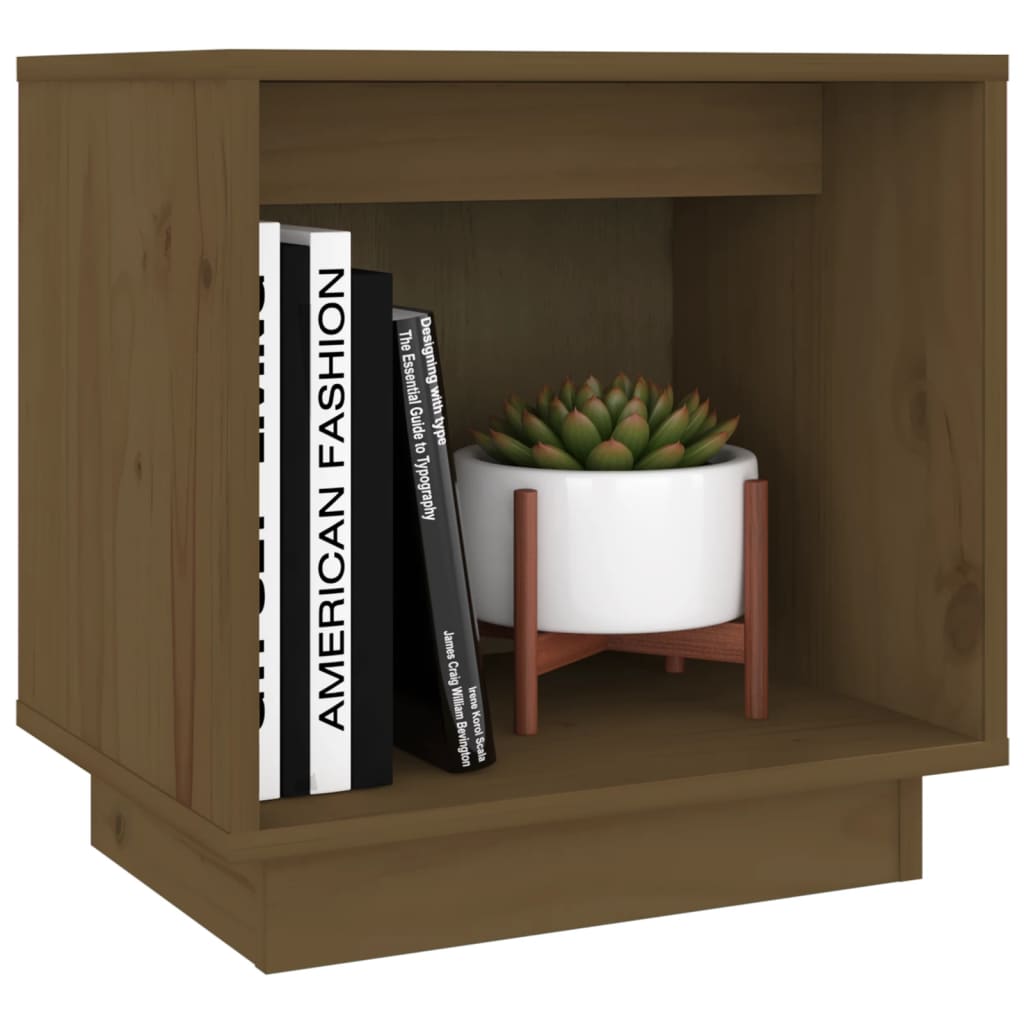 Comodino Marrone Ambra 40x30x40 cm in Legno Massello di Pino | homemem39