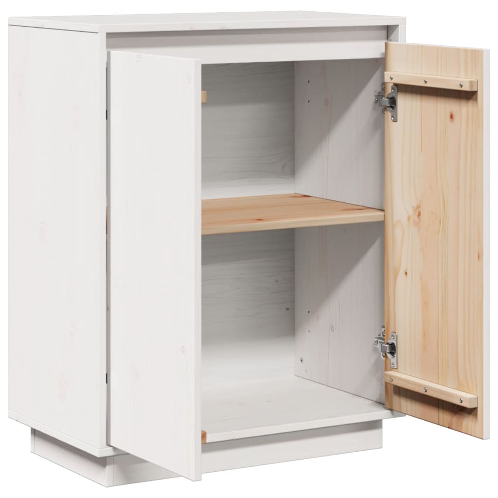 Credenza Bianca 60x34x75 cm in Legno Massello di Pino