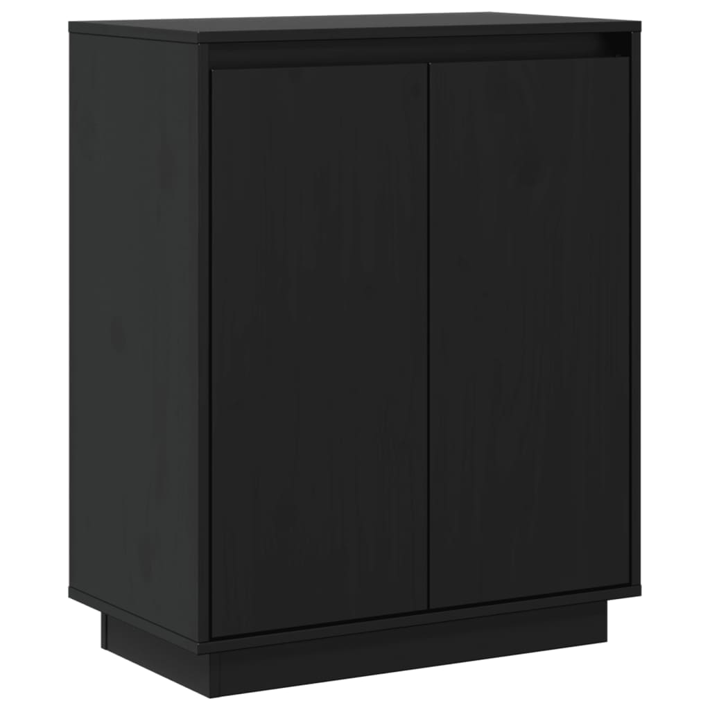 Credenza Nera 60x34x75 cm in Legno Massello di Pino