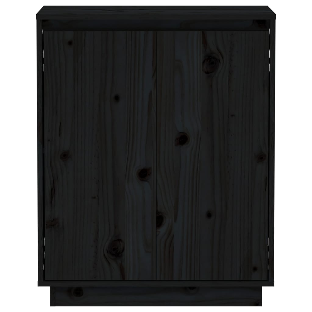 Credenza Nera 60x34x75 cm in Legno Massello di Pino