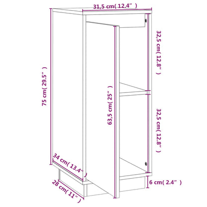 Credenze 2 pz Bianche 31,5x34x75 cm in Legno Massello di Pino