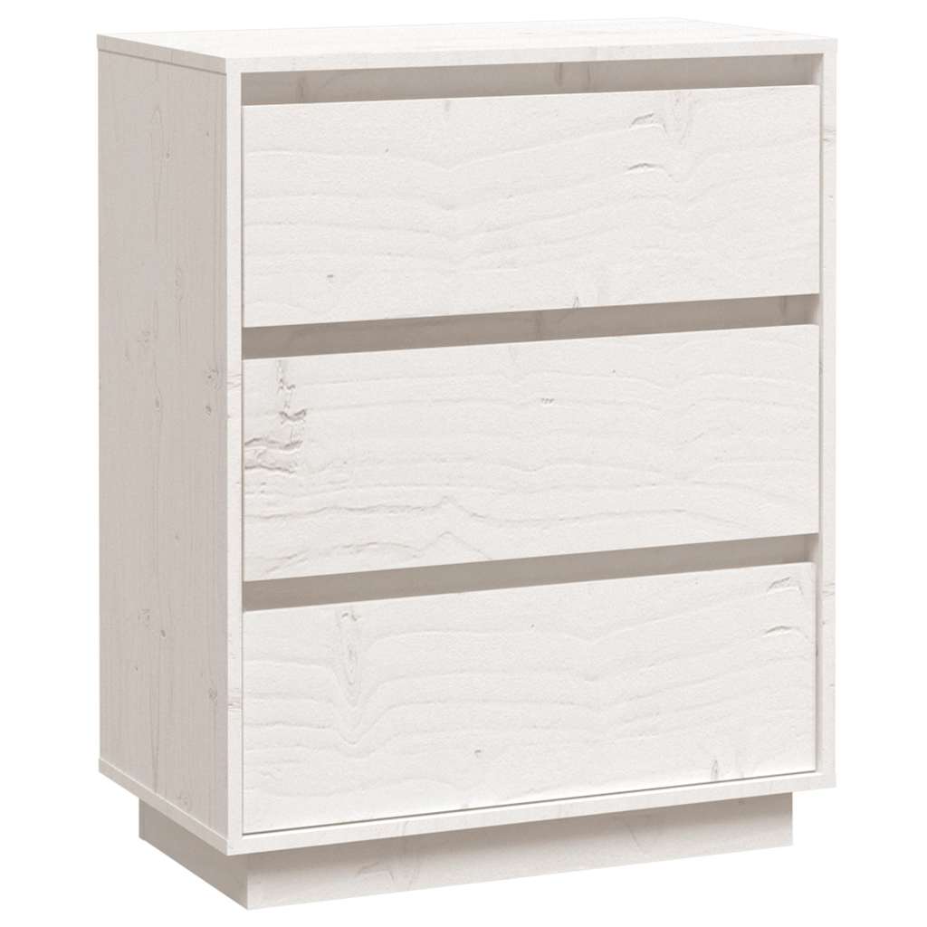Credenza Bianca 60x34x75 cm in Legno Massello di Pino