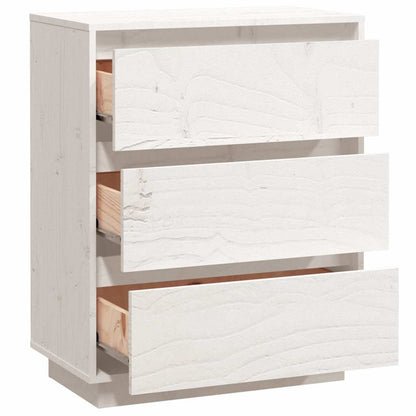 Credenza Bianca 60x34x75 cm in Legno Massello di Pino