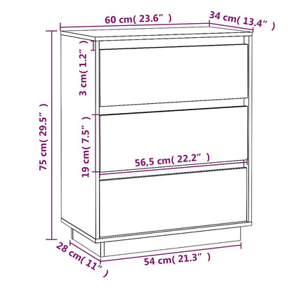 Credenza Bianca 60x34x75 cm in Legno Massello di Pino