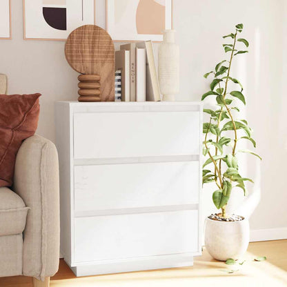 Credenza Bianca 60x34x75 cm in Legno Massello di Pino - homemem39