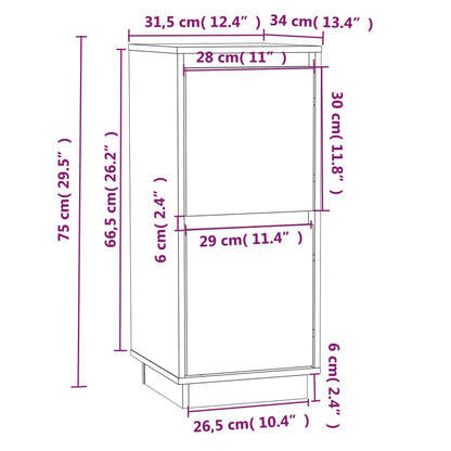 Credenza 31,5x34x75 cm in Legno Massello di Pino