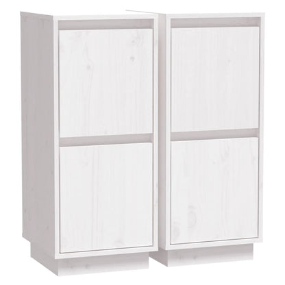 Credenze 2 pz Bianco 31,5x34x75 cm in Legno Massello di Pino - homemem39